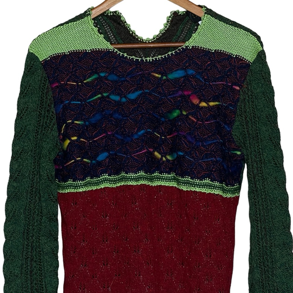 Christian Lacroix Vintage XL Wool Blend Funky Weave Sweater - Picture 2 of 9